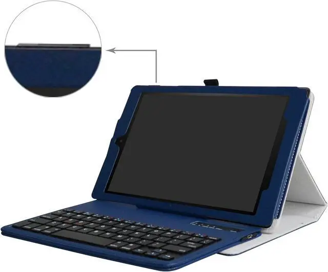 Alt view image 2 of 5 - MAMA MOUTH for Amazon Fire HD 10 Keyboard Case,Slim Stand PU Leather Cover with Romovable Keyboard for Amazon Fire HD 10 (5th /7th /9th Generation) 10.1" Tablet,Blue