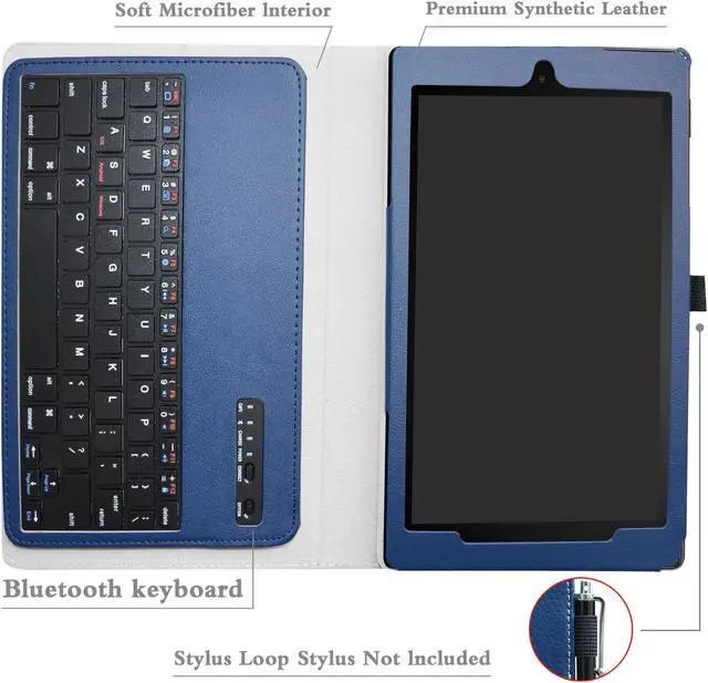Alt view image 4 of 5 - MAMA MOUTH for Amazon Fire HD 10 Keyboard Case,Slim Stand PU Leather Cover with Romovable Keyboard for Amazon Fire HD 10 (5th /7th /9th Generation) 10.1" Tablet,Blue
