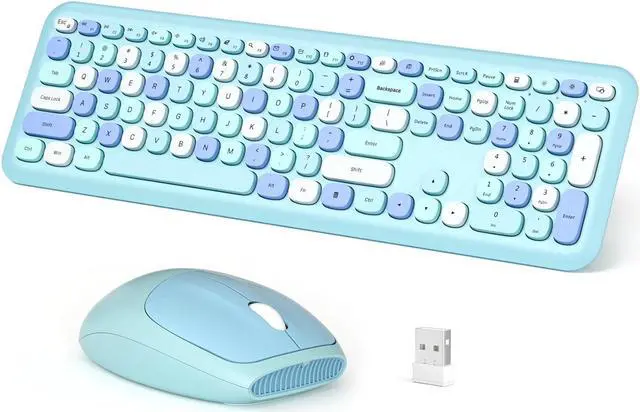 Main image of Dilter Wireless Keyboard and Mouse Combo, 2.4G Slim Full-Sized Office Keyboard and Mouse for PC Computer Desktop Laptops Windows (Blue Colorful)