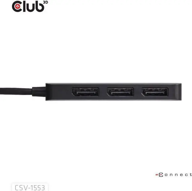 Alt view image 4 of 5 - Club 3D CSV-1553 USB Type C(DP Alt-Mode 2.1) to DisplayPort Triple Monitor 4K60Hz M/F MST hub