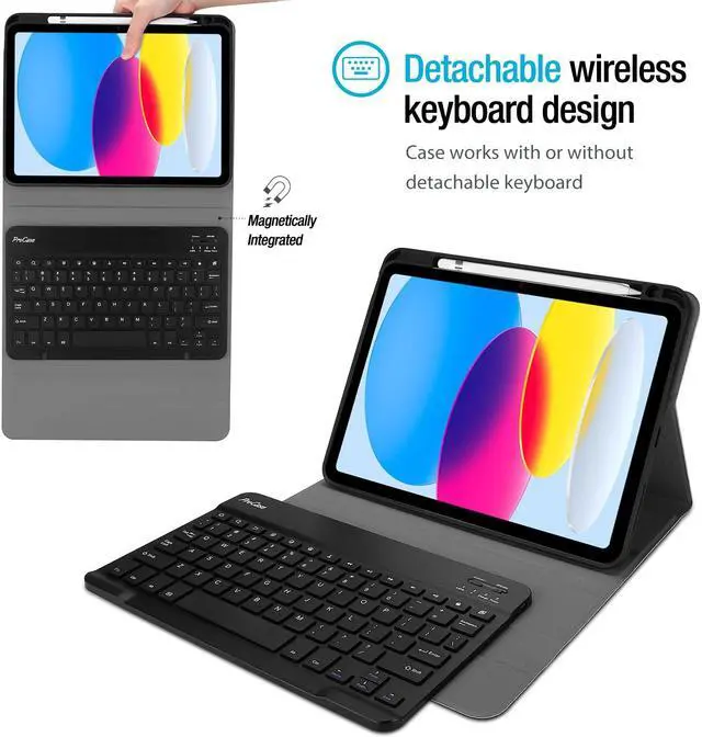 Alt view image 3 of 5 - ProCase for iPad 11th (A16) 11-inch 2025 / 10th Generation Case with Keyboard 10.9 inch 2022, PU Leather Case with Magnetically Detachable Wireless Keyboard -Black