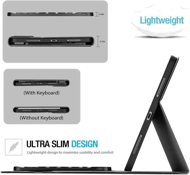 Alt view image 5 of 5 - ProCase for iPad 11th (A16) 11-inch 2025 / 10th Generation Case with Keyboard 10.9 inch 2022, PU Leather Case with Magnetically Detachable Wireless Keyboard -Black