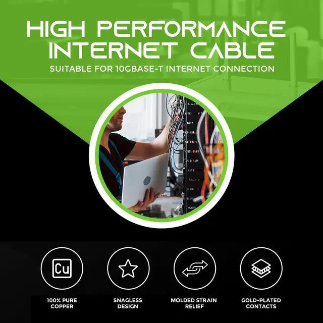 Alt view image 2 of 5 - GEARit Cat6 Cable 0.5 ft 6 in (100-Pack) - Cat6 Ethernet Cable, Cat 6 Ethernet Cable, Cat6 Patch Cable, Cat 6 Patch Cable, Cat 6 Cable, Network Cable, Internet Cable - Black 0.5 Feet