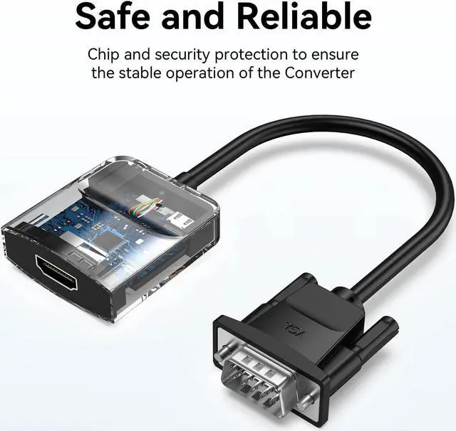 Alt view image 3 of 5 - VENTION 10 Pack-1080P Video Dongle Adaptador Converter with Audio Cable (0.5FT), Male to Female for PC, Monitor, HDTV (Note: VGA to HDMI Only, Not Bi-Directional)