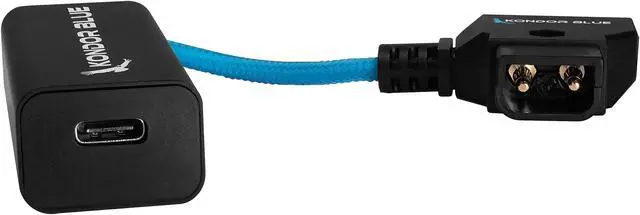 Alt view image 2 of 3 - KONDOR BLUE | 6" D-Tap/P-Tap to USB-C PD (Female) 2-Way V-Mount Charger Braided Power Delivery Cable for Mirrorless Cameras, Phones, Laptops & More | Blue