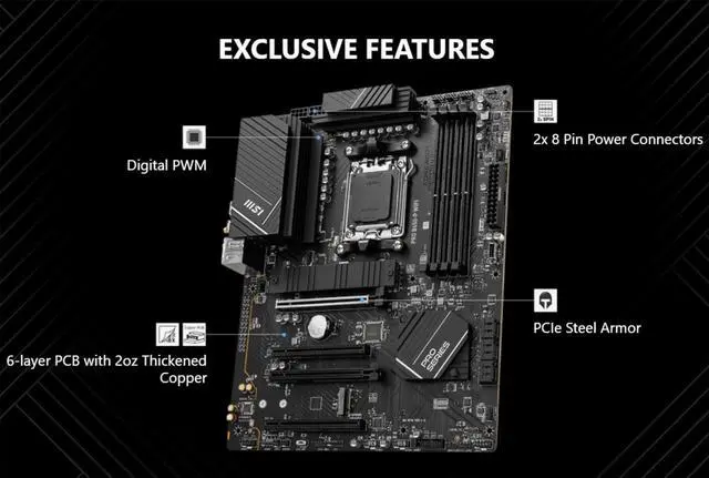 Alt view image 3 of 5 - INLAND CPU Motherboard AMD Ryzen 7 9700X 8-Core 16-Thread AM5 5.5 GHz Unlocked Desktop Processor with MSI PRO B650-P WiFi ProSeries Motherboard (ATX, DDR5, PCIe 4.0)