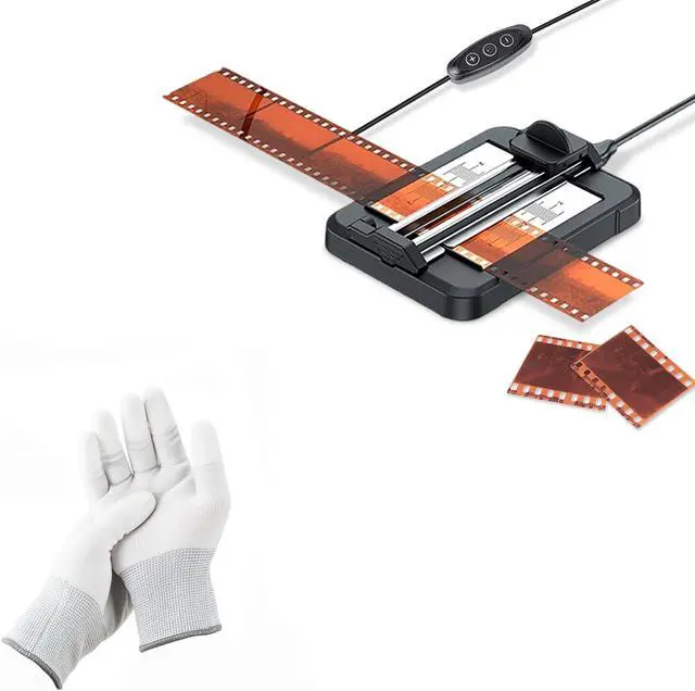 Main image of Negative Slide Film Cutter with 2-Pack Polyester Anti-Static Cleaning Gloves for 35mm 120 Format Film Strip