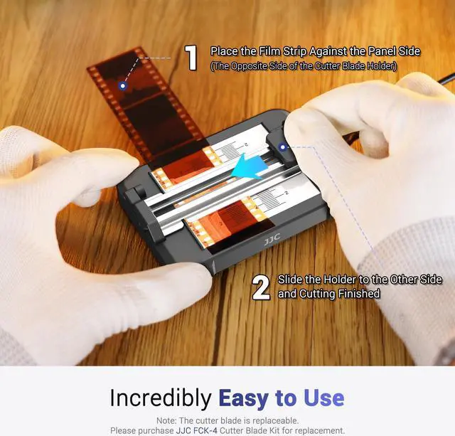 Alt view image 4 of 5 - Negative Slide Film Cutter with 2-Pack Polyester Anti-Static Cleaning Gloves for 35mm 120 Format Film Strip