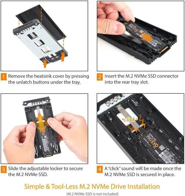Alt view image 5 of 5 - ICY DOCK M.2 PCIe 3.0/4.0 NVMe SSD Removable Mobile Rack Enclosure for External 3.5 Drive Bay | ToughArmor MB833M2K-B