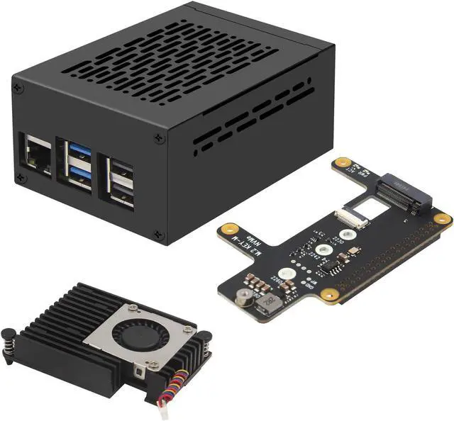 Main image of Geekworm X1015 PCIe to M.2 HAT Key-M NVMe SSD Shield+Metal Case+ Active Cooler H505 for Raspberry Pi 5