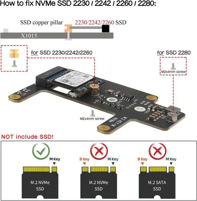 Alt view image 3 of 5 - Geekworm X1015 PCIe to M.2 HAT Key-M NVMe SSD Shield+Metal Case+ Active Cooler H505 for Raspberry Pi 5