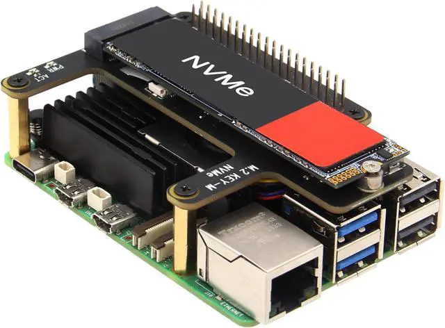Alt view image 5 of 5 - Geekworm X1015 PCIe to M.2 HAT Key-M NVMe SSD Shield+Metal Case+ Active Cooler H505 for Raspberry Pi 5