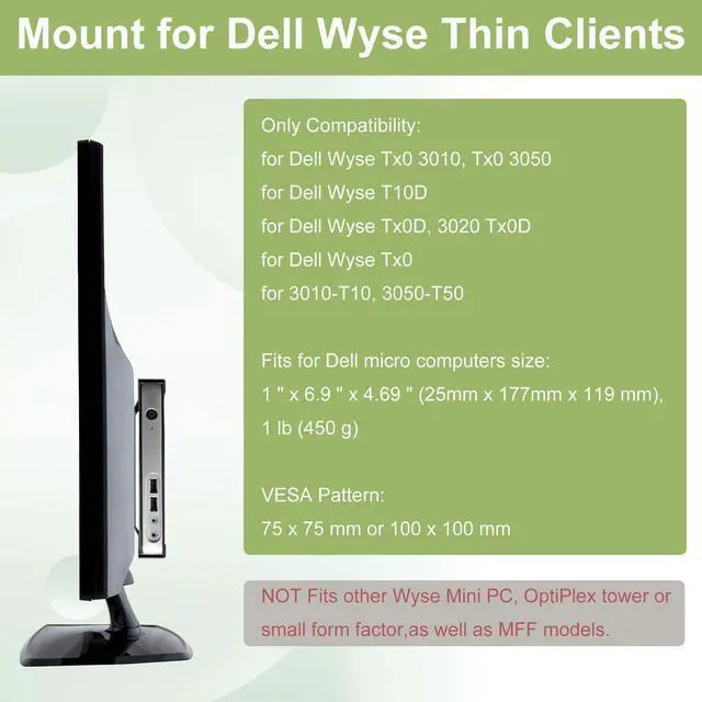 Alt view image 3 of 5 - Motiexic Mini PC Mount for Dell Wyse Thin Clients, Only for Wyse Tx0 3010, Tx0 3050, T10D, Tx0D, 3020 Tx0D, Tx0, 3010-T10, 3050-T50, Wall Mount, Under Desk Mount,Vesa Mount for Dell Wyse Thin Clients