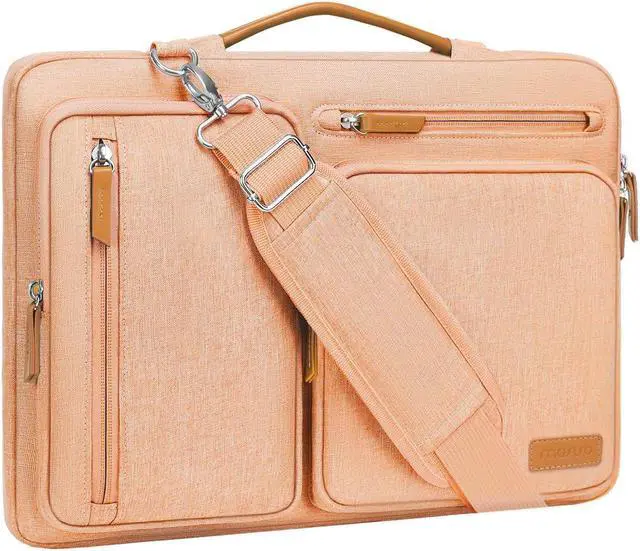 Main image of MOSISO 360 Protective Laptop Shoulder Bag,13-13.3 inch Computer Bags Compatible with MacBook, HP, Dell, Lenovo, Asus Notebook,Side Open Messenger Bag with 4 Zipper Pockets, Pastel Orange