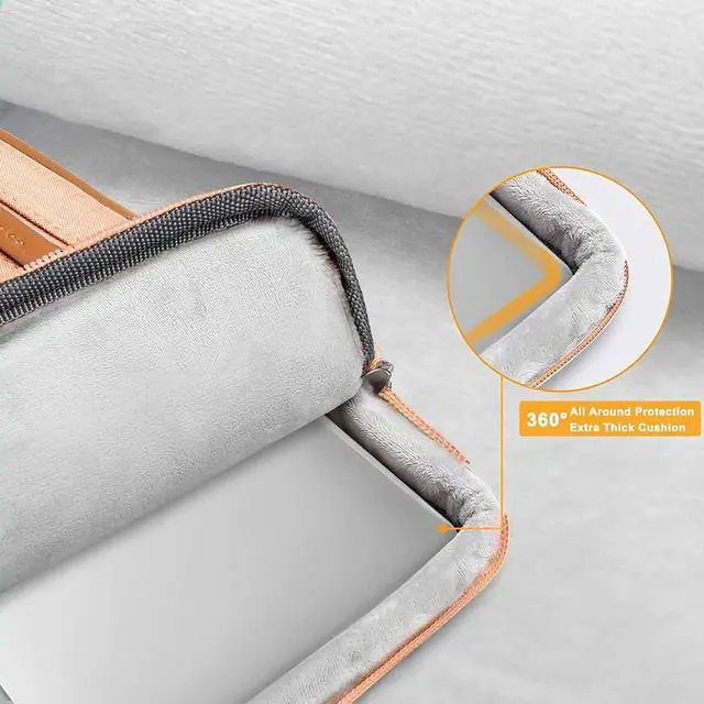 Alt view image 3 of 5 - MOSISO 360 Protective Laptop Shoulder Bag,13-13.3 inch Computer Bags Compatible with MacBook, HP, Dell, Lenovo, Asus Notebook,Side Open Messenger Bag with 4 Zipper Pockets, Pastel Orange