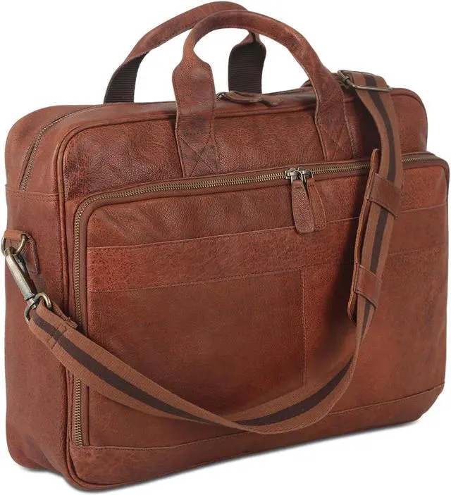 Main image of Leather briefcase 18 Inch Laptop Messenger Bags for Men and Women Best Office briefcase Satchel Bag (Wash Tan)