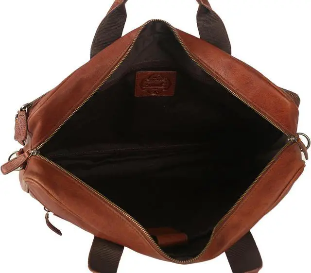 Alt view image 5 of 5 - Leather briefcase 18 Inch Laptop Messenger Bags for Men and Women Best Office briefcase Satchel Bag (Wash Tan)