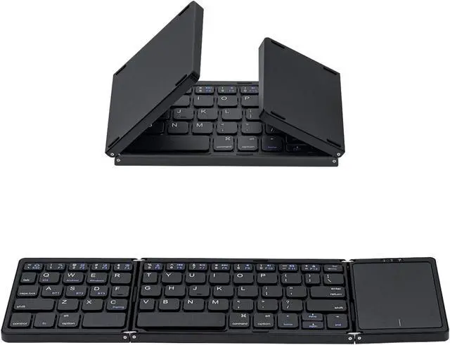 Main image of Mcbazel Foldable Wireless Keyboard with Trackpad, BT 5.1 Rechargeable Multi-Device Mini Keyboard for iOS/Android/Windows, Upgraded Version for Tablet Laptop and PC  Black