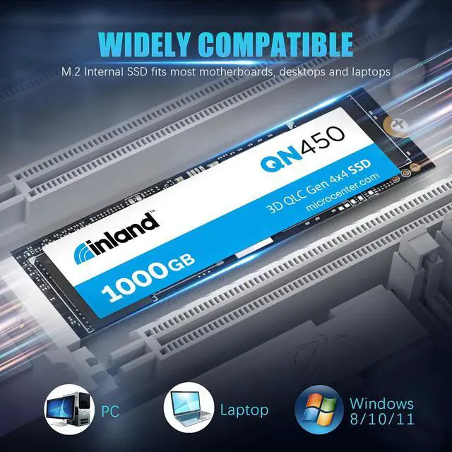 Alt view image 3 of 5 - INLAND QN450 SSD 1000GB M.2 2280 NVMe SSD- PCIe 4.0 Gen4x4, Up to 5,000 MB/s - Internal Solid State Drive