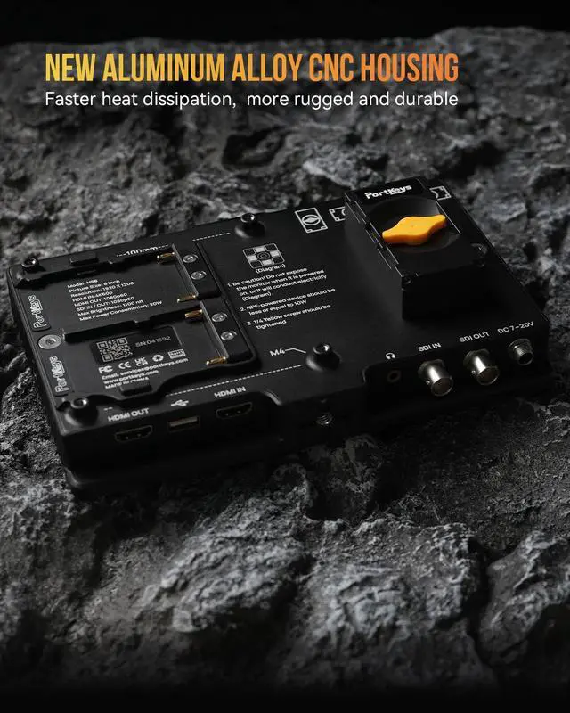 Alt view image 5 of 5 - Portkeys HS8 Camera Field Monitor 8" 1100nit Brightness Dual NP-F Battery Plates 3D LUT 4K HDMI Input 3G SDI in/Out Aluminum Housing, VESA 100 x 100 Mounting Points