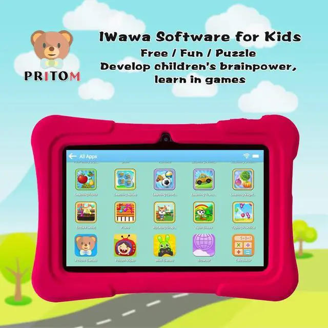 Alt view image 2 of 5 - PRITOM 7 inch Kids Tablet | Quad Core Android 13, 32 GB ROM | WiFi,Bluetooth,Dual Camera | Educational,Games,Parental Control,Kids Software Pre-Installed with Kids-Tablet Case