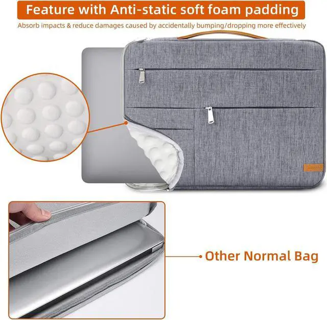 Alt view image 2 of 5 - KINGSLONG 15.6 inch Laptop Sleeve Bag, Slim Lightweight Multiple Pockets Computer Cover Notebook Ultrabooks Carrying Case fit for Acer Asus Dell Lenovo HP, Grey