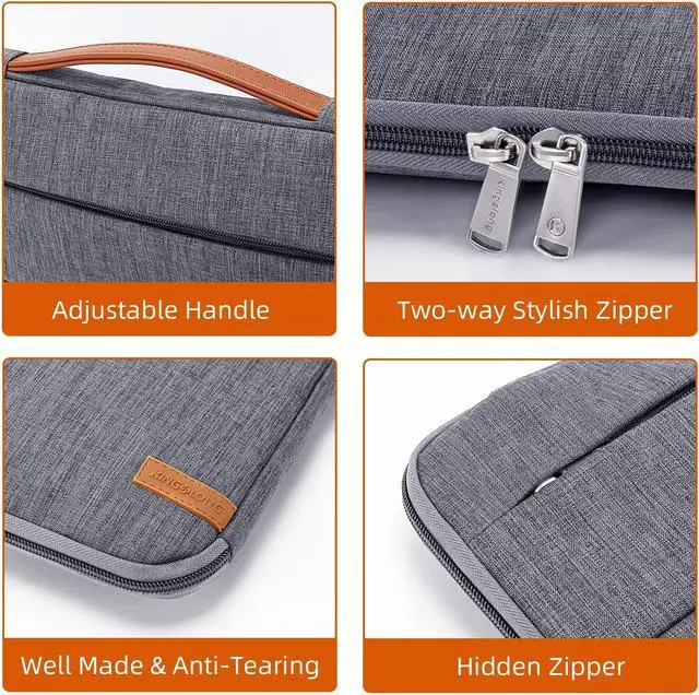 Alt view image 3 of 5 - KINGSLONG 15.6 inch Laptop Sleeve Bag, Slim Lightweight Multiple Pockets Computer Cover Notebook Ultrabooks Carrying Case fit for Acer Asus Dell Lenovo HP, Grey