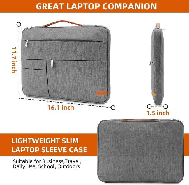 Alt view image 4 of 5 - KINGSLONG 15.6 inch Laptop Sleeve Bag, Slim Lightweight Multiple Pockets Computer Cover Notebook Ultrabooks Carrying Case fit for Acer Asus Dell Lenovo HP, Grey