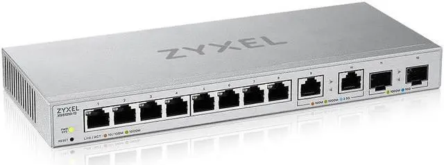 Main image of Zyxel 12-Port Multi-Gigabit Ethernet Web Managed Switch | 2 x 2.5GB | 2 x 10G SFP+ Fiber | 8 x GbE Ports | Plug & Play | Desktop or Wall-Mount | Ethernet Splitter XGS1010-12