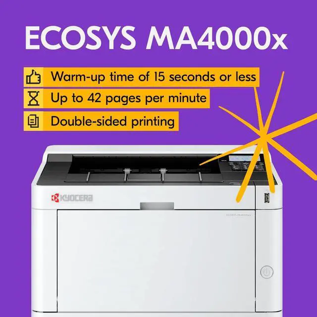 Alt view image 2 of 5 - KYOCERA ECOSYS PA4000wx Monochrome Wireless Laser Printer, up to 42ppm, Gigabit Ethernet, Mobile Capabilities