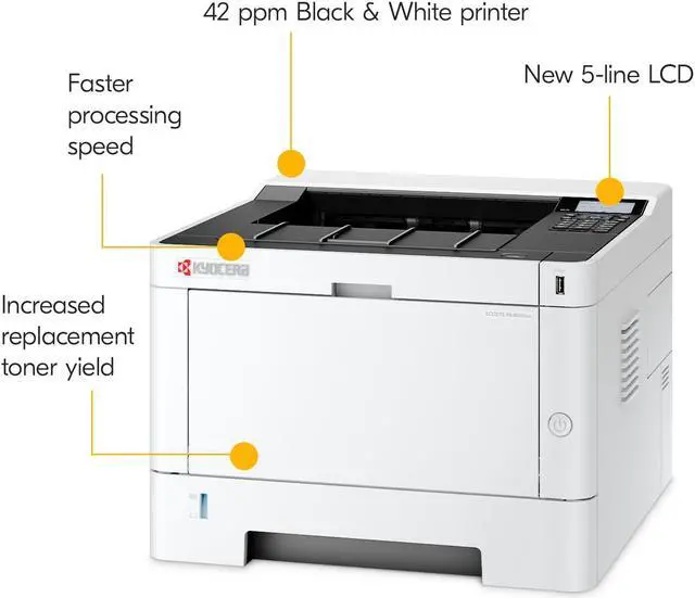 Alt view image 5 of 5 - KYOCERA ECOSYS PA4000wx Monochrome Wireless Laser Printer, up to 42ppm, Gigabit Ethernet, Mobile Capabilities
