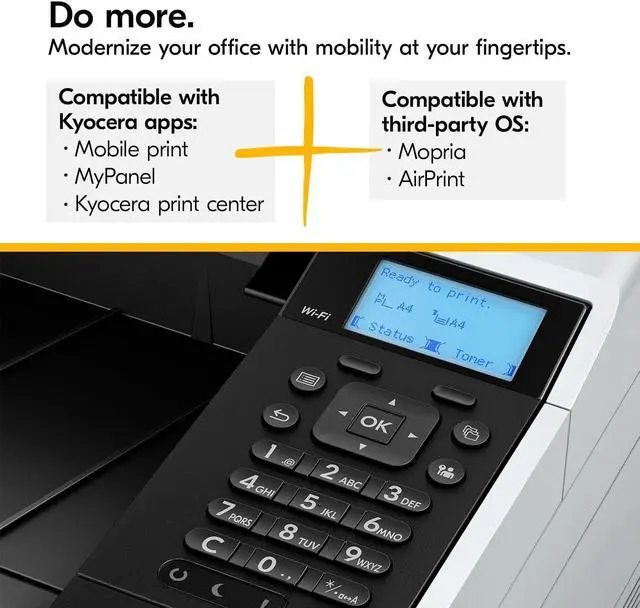 Alt view image 4 of 5 - KYOCERA ECOSYS PA4000wx Monochrome Wireless Laser Printer, up to 42ppm, Gigabit Ethernet, Mobile Capabilities