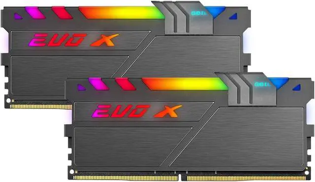 Main image of GeIL EVO X II DDR4 RAM, 32GB (16GBx2) 3600MHz 1.35V XMP2.0, Intel/AMD Compatible, Long DIMM High Speed Desktop Memory, Hardcore Immersive Gaming/Multimedia Content Creation/Quality Live Streaming