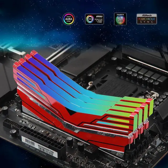 Alt view image 5 of 5 - OLOy DDR4 RAM 16GB (2x8GB) Warhawk Aura Sync RGB 2666 MHz CL19 1.2V 288-Pin Desktop Gaming UDIMM (MD4U082619BCDA)