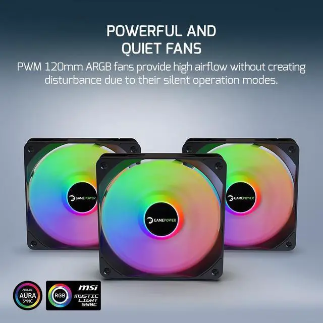 Alt view image 3 of 5 - Gamepower Skadi V2 360 AIO CPU Liquid Cooler, Halo ARGB Pump, 360mm Radiator with 3X PWM Addressable RGB HDB Fans, 14.5 W/mK Thermal Paste, Compatible Intel LGA 1851, 1700 1200 115x, AMD AM4/AM5