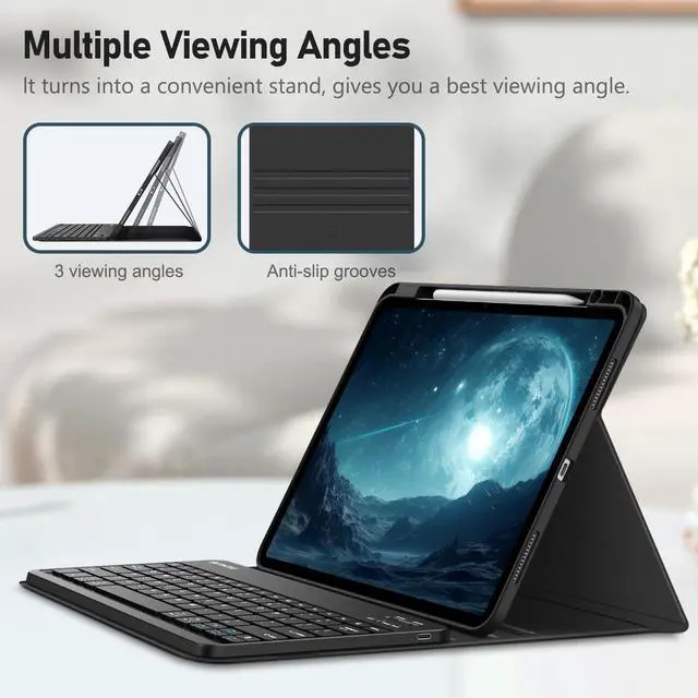 Alt view image 5 of 5 - FINTIE Keyboard Case for iPad Pro 13-inch (M4) 2024 with Pencil Holder - Soft TPU Back Cover with Magnetically Detachable Bluetooth Keyboard, Black