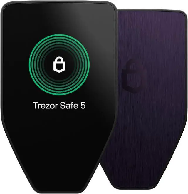 Main image of Trezor Safe 5 - Crypto Hardware Wallet with Secure Element & Passphrase, Color Touchscreen and Haptic Feedback, Protect your Bitcoin and Digital Assets (Violet Ore)