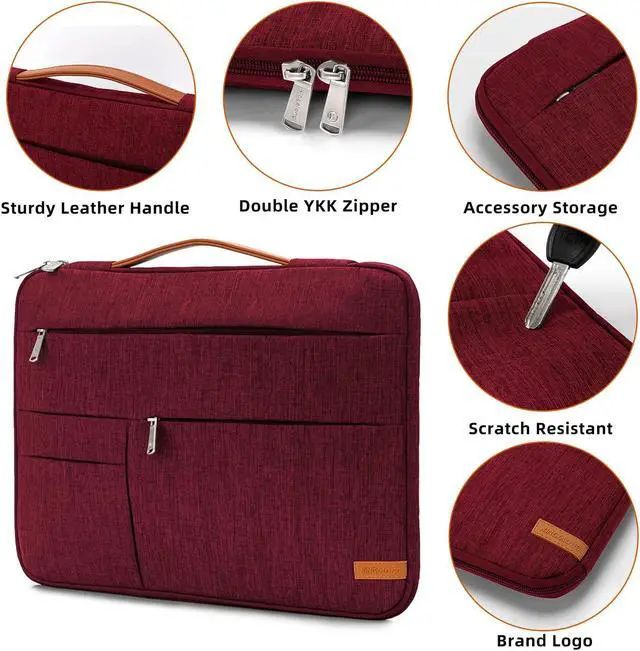 Alt view image 5 of 5 - KINGSLONG 16 inch Laptop Sleeve Bag, Slim Lightweight Multiple Pockets Computer Cover Notebook Ultrabooks Carrying Case fit for Acer Asus Dell Lenovo HP Toshiba, Red