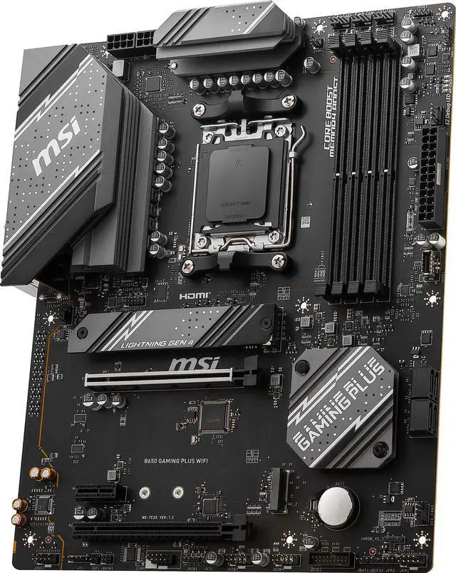Alt view image 3 of 5 - MSI B650 Gaming Plus WiFi Gaming Motherboard (AMD Ryzen 9000/8000/7000 Series Processors, AM5, DDR5, PCIe 4.0, M.2, SATA 6Gb/s, USB 3.2 Gen 2, HDMI/DP, Wi-Fi 6E, Bluetooth 5.3, 2.5Gbps LAN, ATX)