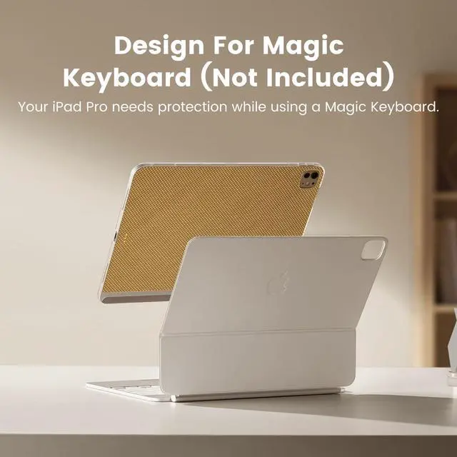 Alt view image 3 of 5 - PITAKA iPad Pro 13 Inch case 2024, Magic Keyboard Compatible Case for iPad Pro M4, Support Apple Pencil Charging, Aramid Fiber Made [MagEZ Case 2 - Canyon Yellow]