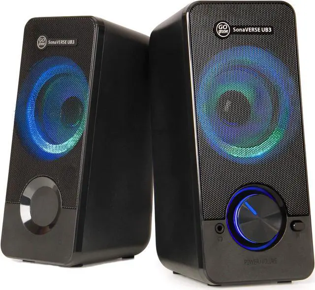 Main image of GOgroove UB3 Computer Speakers for Desktop and Laptop - Monitor Speakers with Loud Bass, 2.5 Inch XL Drivers for 12W of Power, Built-in Headphone and AUX Input Ports, Computer Speakers for Desktop PC