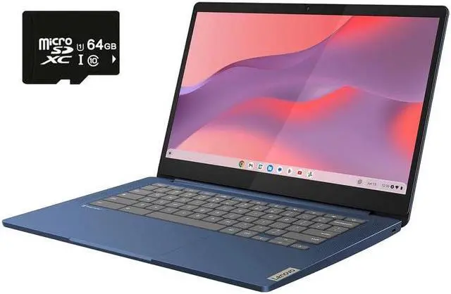 Alt view image 2 of 5 - Lenovo 2023 Newest Ideapad Slim 3, 14" (1920 x 1080) FHD Touchscreen Chromebook Slim Thin Laptop, 8-Core MediaTek Kompanio 520, 4GB RAM, 64GB eMMC, WiFi 6, Chrome OS, Abyss Blue, EAT 64GB Micro SD