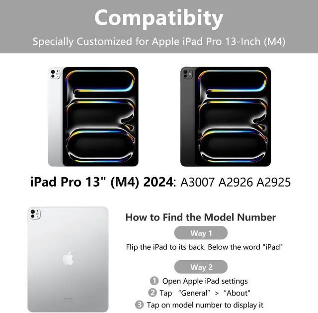 Alt view image 2 of 5 - aMZCaSE for iPad Pro 13 inch Case with Keyboard (M4, 2024), iPad Pro 13 Keyboard with Magnetic Detachable Folio Slim Cover,Smart Sleep/Wake,Pencil Holder,Black