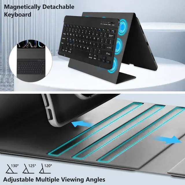 Alt view image 3 of 5 - aMZCaSE for iPad Pro 13 inch Case with Keyboard (M4, 2024), iPad Pro 13 Keyboard with Magnetic Detachable Folio Slim Cover,Smart Sleep/Wake,Pencil Holder,Black