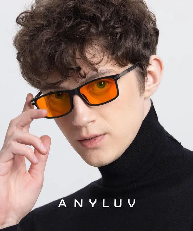 Alt view image 2 of 5 - ANYLUV Blue Light Blocking Glasses for Men/Women Upgraded Carbon Fiber Temples Glasses Anti Eyestrain & Gaming Protection