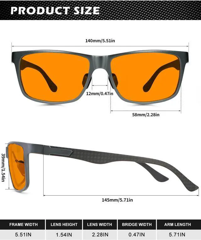 Alt view image 5 of 5 - ANYLUV Blue Light Blocking Glasses Men Computer Gaming Glasses Lightweight Al-Mg Metal Anti Eyestrain Eye Protection
