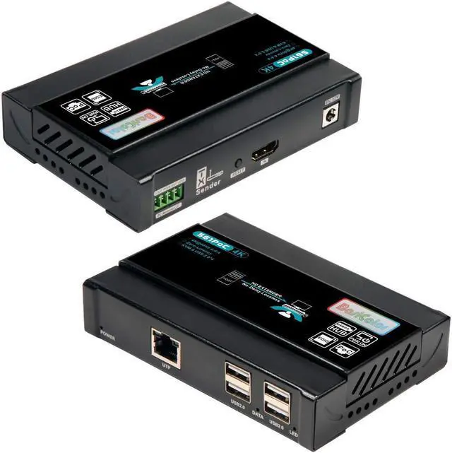 Main image of Basicolor HDMI KVM USB Extender, 4K@60Hz Ethernet Extender Over Cat5 Cat6 Up to 196Ft(60m), Video Transmit Lossless and Near Zero Latency, Plug&Play HDMI to Rj45, 4xUSB2.0