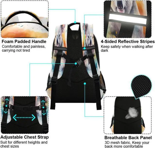 Alt view image 4 of 5 - ALAZA Cute Watercolor Koala Colorful Backpacks Travel Laptop Daypack School Book Bag for Men Women Teens Kids