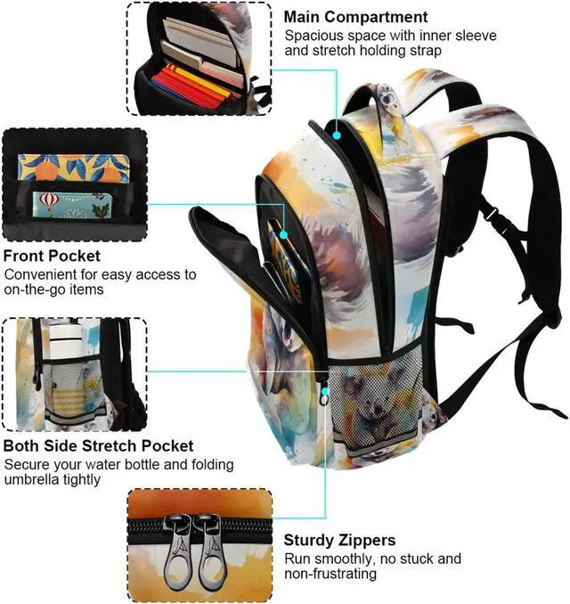Alt view image 5 of 5 - ALAZA Cute Watercolor Koala Colorful Backpacks Travel Laptop Daypack School Book Bag for Men Women Teens Kids