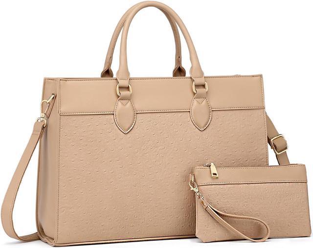 beige laptop bag